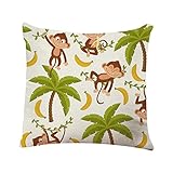 YGGQF Throw Pillow Cover Cute Cartoon Monkey Trees Home Decor Pillowcase for Sofa 18x18 Inches