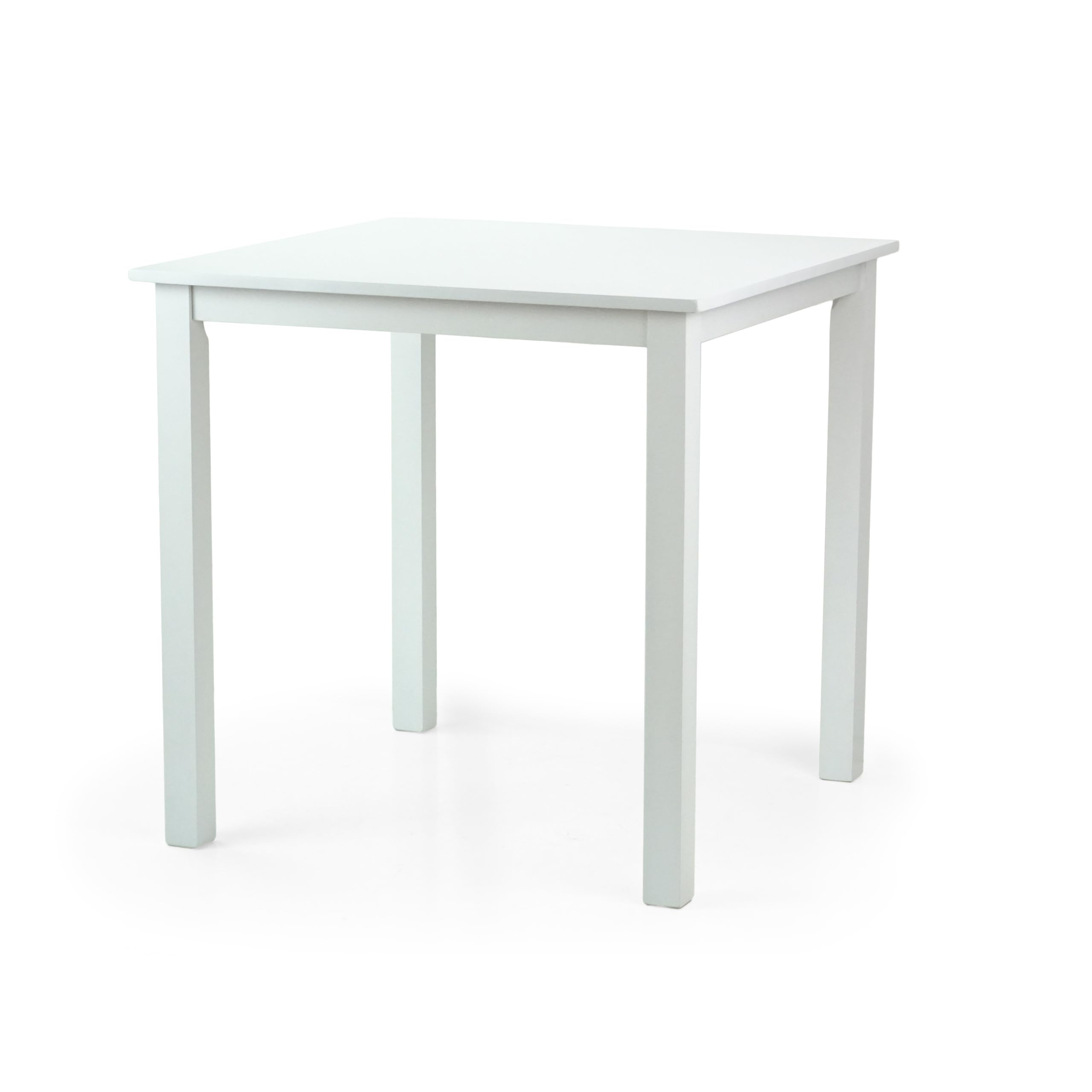 Wickerix Dining Square Kitchen Table Contemporary Design Solid Wooden in White Finish
