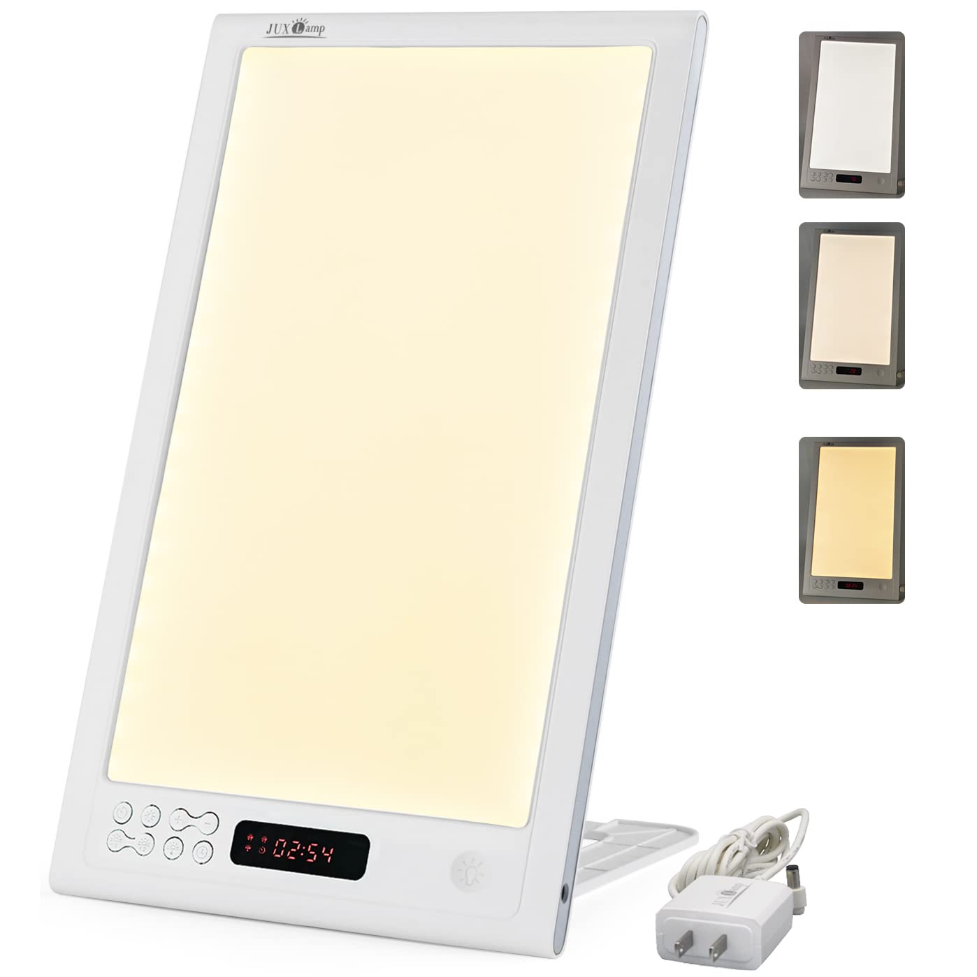 JUXLamp Light Alarm Clock 3 Color Light Therapy Sunrise Wake-up lamp, 12000lux Full Spectrum Sun lamp Sunrise & Sunset Simulation, Restorative Strength, Focusing Attention