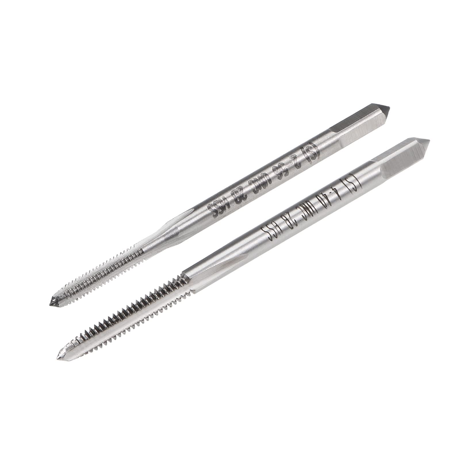 uxcell Machine Tap, 2-56 & 4-40 UNC 2B Class 3 Straight Flutes High Speed Steel Screw Thread Threading Milling Tap with Protective Box 4pcs