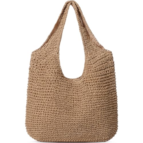 Image of Trifabricy Beach Bags for Women, Woven Straw Tote Bags,Large Beach Bag, Weaving Swim Shopping Travel Bag Waterproof