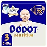Dodot Sensitive Talla 3, 78 Pañales, 6kg-10kg, Hasta Una Noche 100% Libre De Fugas Y Cuidado De La Piel