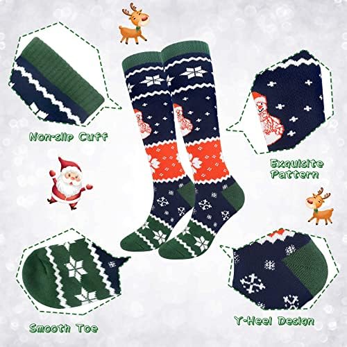 srclo Womens Thermal Ski Socks, Knee High Long Walking Hiking Sports Socks ,Cushioned Warm Thick Winter Christmas Athletic Socks Size 4-8 2Pairs.