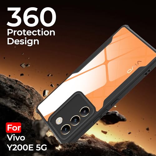 Image of A rtistque Clear Hard Transparent Acrylic Armor Anti-Drop Shockproof TPU Edge Back Cover Case for Vivo Y200e - Black