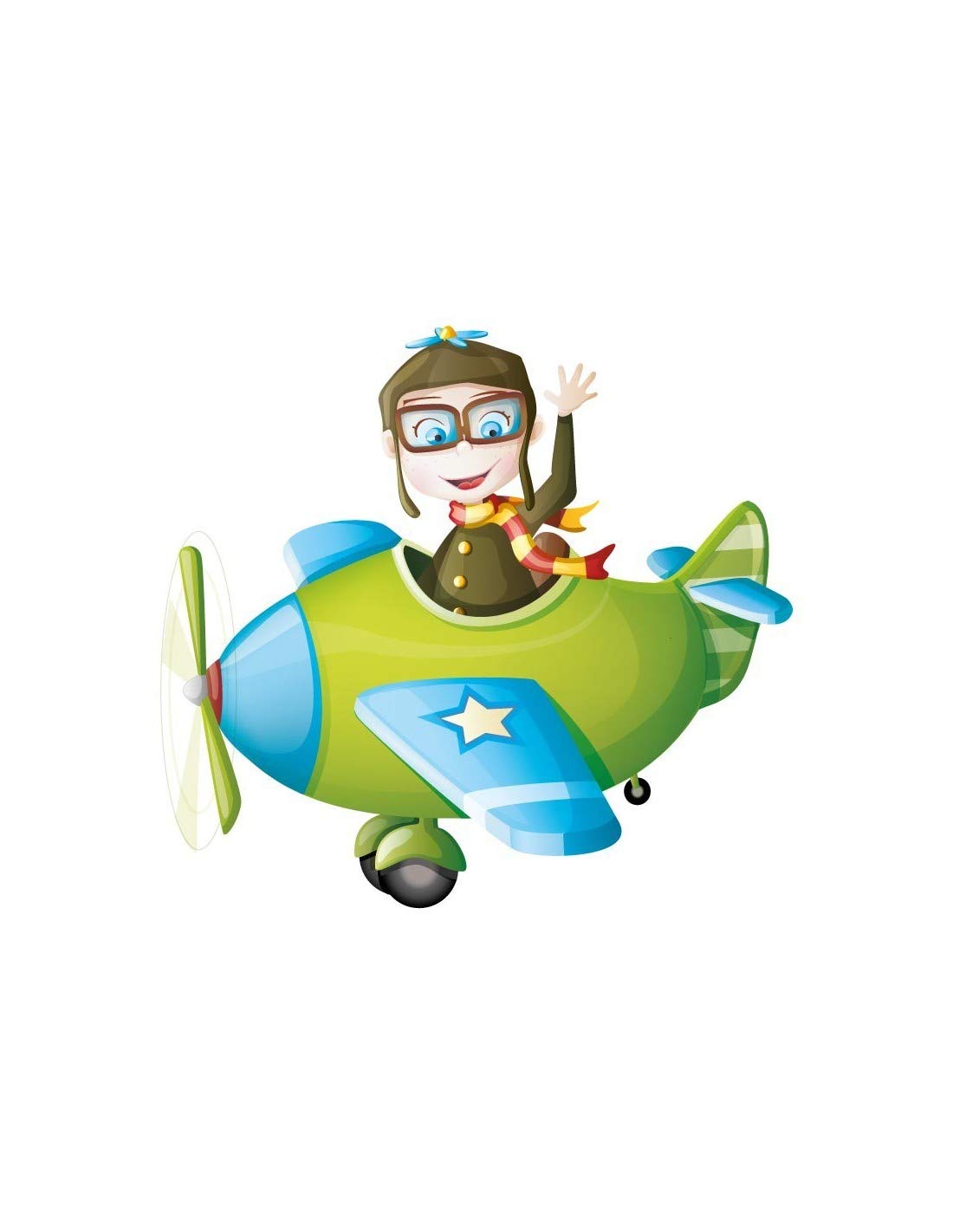 Sticker avion pilote 42x36 cm pour redecorer sans abimer les murs peints