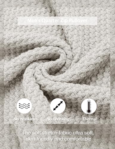 COOFANDY Mens Quarter Zip Pullover Sweater Slim Fit Waffle Mock Turtleneck Polo Sweater Casual Long Sleeve Sweatshirt4