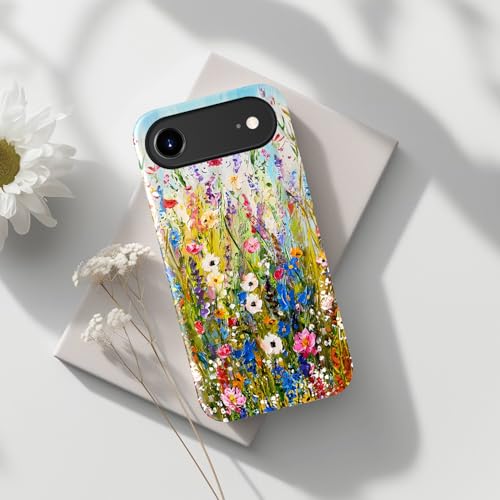 Image of Goodon for iPhone Air Case Cute - Wireless Charging Compatible - Dual-Layer Hard Shell + Silicone Cover - Protective Phone Case with Trendy Designs for Women - Wildflowers Painting | Dual-Layer Hard Shell + Silicone, Slim Fit Protective Phone Cover with Wildflower Designs for Women Girls