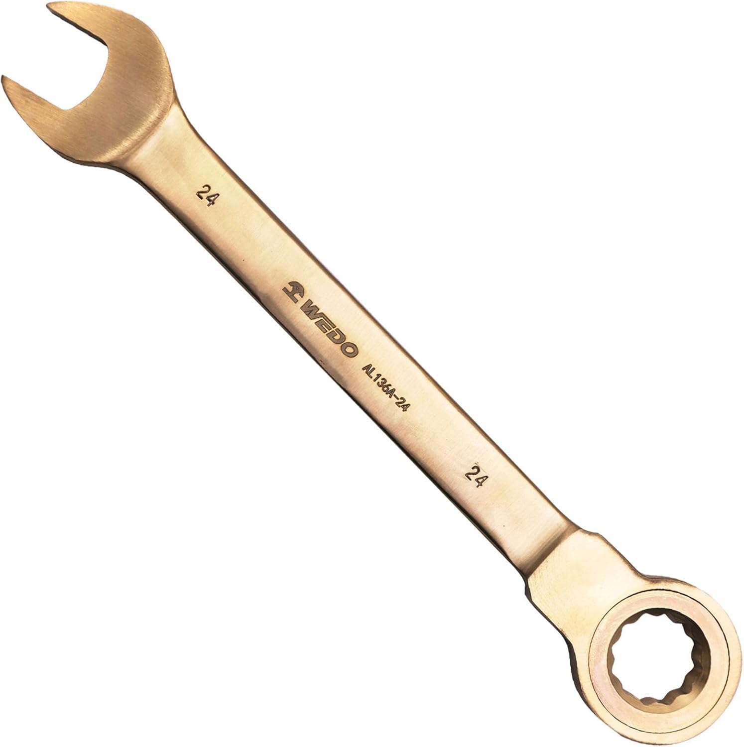 WEDO 9.5" Non-Sparking Ratcheting Combination Wrench,Metric,Ratcheting Wrench,72-Tooth Ratchet,12-Point Design,Length 240mm,Gear Spanner,Aluminum