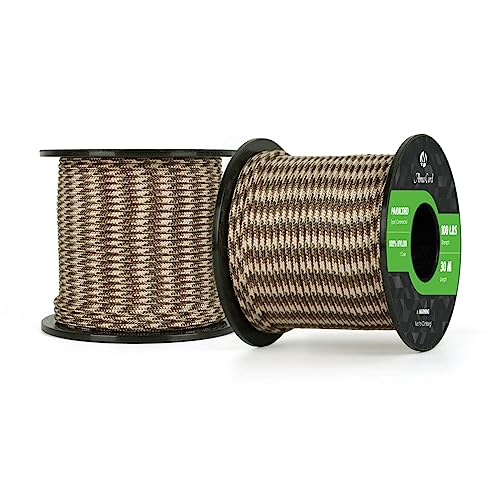 Abma Cord Paracord 100 lbs 2mm 100% Nylon 30M - Desert Storm, Military-desert Storm, 30 Meters