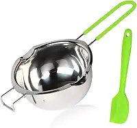 Panela de aço inoxidável para banho-maria, panela de derretimento atualizada de 600 ml com espátula de silicone para derreter manteiga, chocolate, doces, queijo e caramelo (verde)