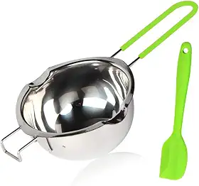 Panela de aço inoxidável para banho-maria, panela de derretimento atualizada de 600 ml com espátula de silicone para derreter manteiga, chocolate, doces, queijo e caramelo (verde)