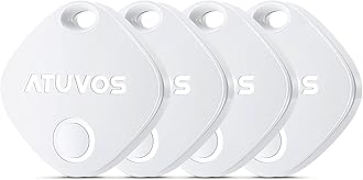 ATUVOS Air Tracker Tags-4 Pack, Bluetooth Luggage Tracker Works with Apple Find My APP (iOS Only, Not for Android), Keys Finder and Item Locator for Luggage, Backpack, Suitcases, Replaceable Battery