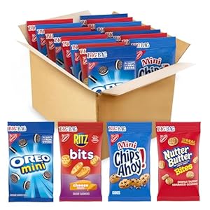 OREO Mini Cookies, CHIPS AHOY! Mini Cookies, Nutter Butter Bites & RITZ Bits Cheese Crackers Variety Pack, 15 Big Bags