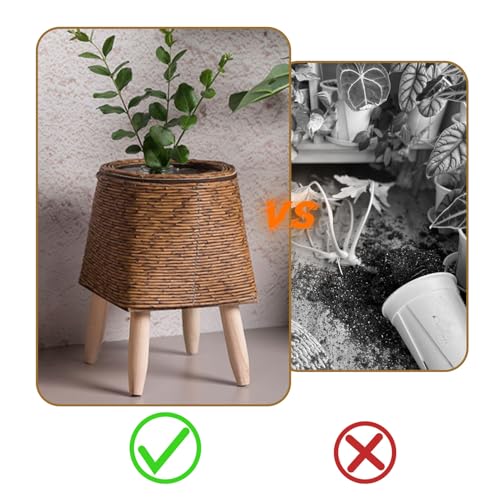 Pot de fleurs tissé avec poignées, panier de rangement polyvalent - 8