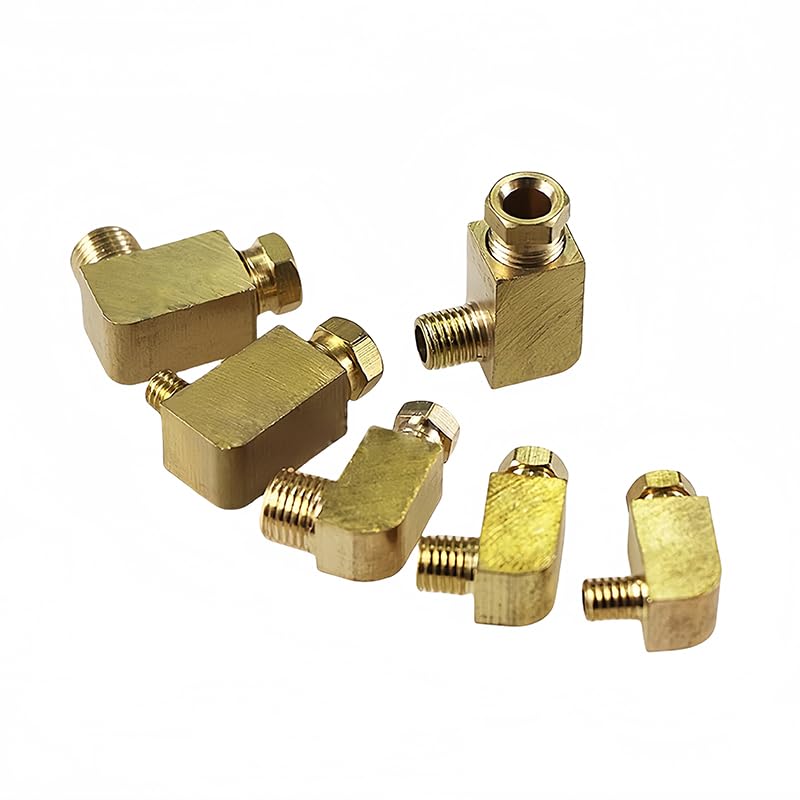 Racor codo M5 a 6mm de compresión ferrule para tubería de cobre y gas 5
