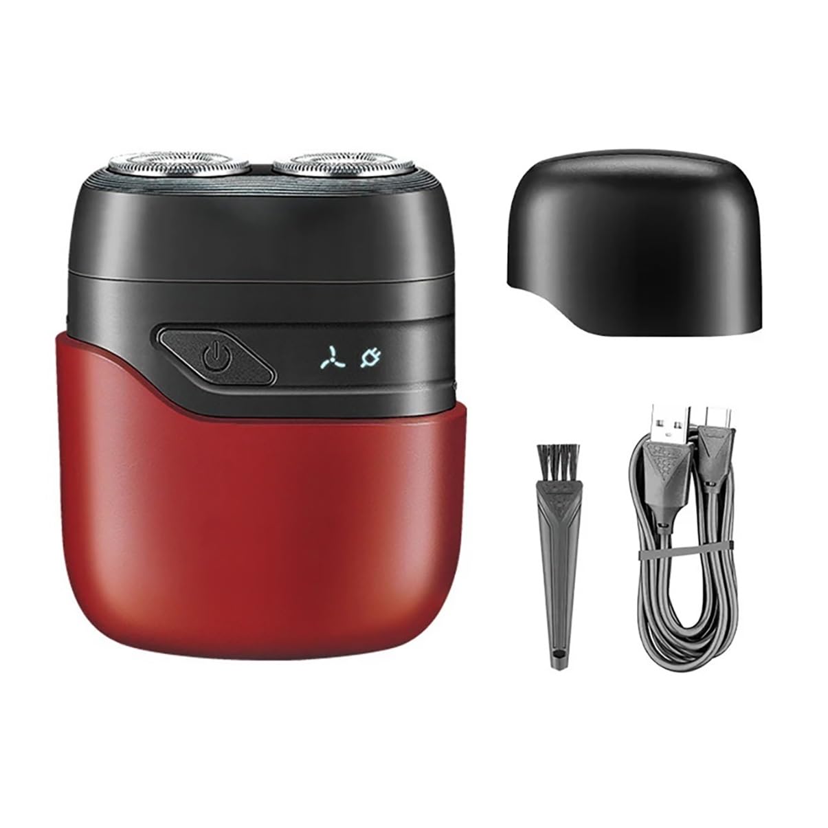 Men's Shaver, Electric Face Shaver Professional Magnetic Head Razor Portable Beard Trimmer IPX7 Mini Shaving Machine For Men(Red)