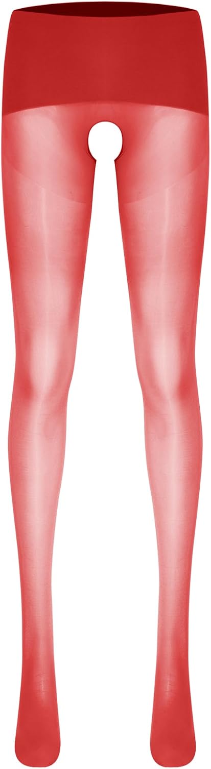 Freebily Women's Glossy Tights Leggings High Waist Crotchless Yoga Shiny Stretchy Pantyhose Pants