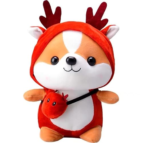 Bai Lan Hei Squirrel Stuffed Animal Wearing Red Deer Costume, Adorable Plushies Doll Play Toys For Kids Girls Boys Birthday Christmas Red Squirrel Fest Gift (Red, 17.7 Inch) #TOP30