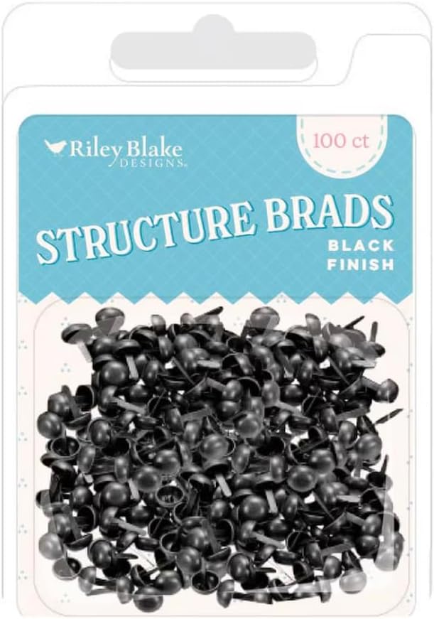 Riley Blake Miniature Structure Brads | 100 Pieces | Durable Fasteners for Crafting & DIY Projects Such as Homestead (Black)