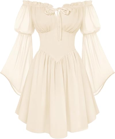 SCARLET DARKNESS Womens Off The Shoulder Dress Flowy Corset Mini Dresses