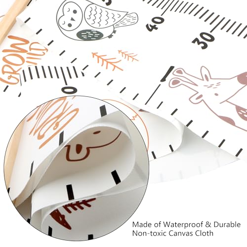 DOOLMIN Baby Height Growth Chart, Canvas Height Measuring Chart for Kids Child Toddler Boys Girls, 79\" x 7.9\" Hangable and Removable Waterproof Wood Ruler for Wall Room Nursery Décor(Animal) - Thumbnail 4