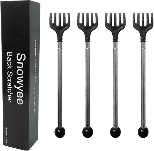 Snowyee Back Scratcher, Back Scratcher for Men Extendable Made for Plastic (Black / 4 Pieces)