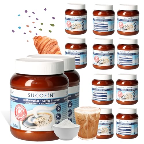 SUCOFIN Kaffeeweißer Laktosefrei 12 x 250g leicht löslich, ideal für Kaffee/Tea, lange haltbar, perfekte für Gastro, Café, Büro, Bäckerei - 12er Vorteilspack für cremiges Genuss