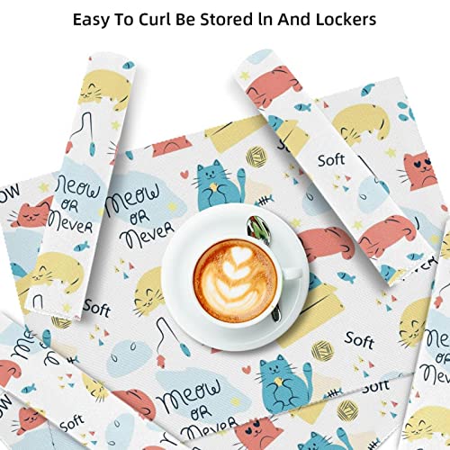 Set de table tissu Oxford Doodle Cat Meow lavable tapis de table cuisine - 4