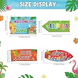 Abilat 20 Pcs Luau Party Decorations Welcome Sign Summer Hawaiian Directional Signs Tropical Hawaiian Themed Birthday Decorations Luau Tiki Party Supplies with 2 Sheet Letter Stickers