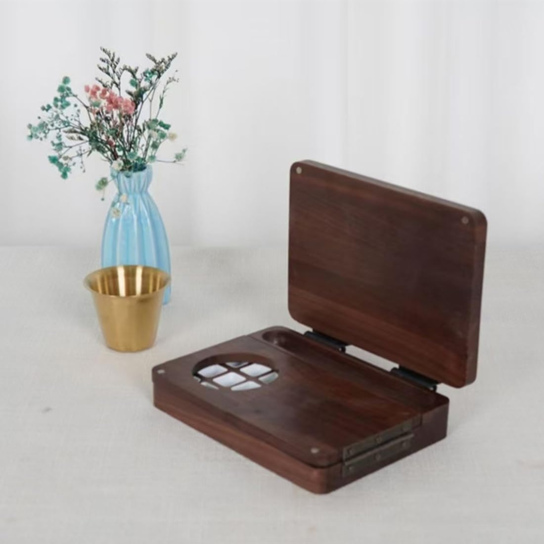 Palette de Peinture Bois Portable avec 24 Godets – Aquarelle Pro