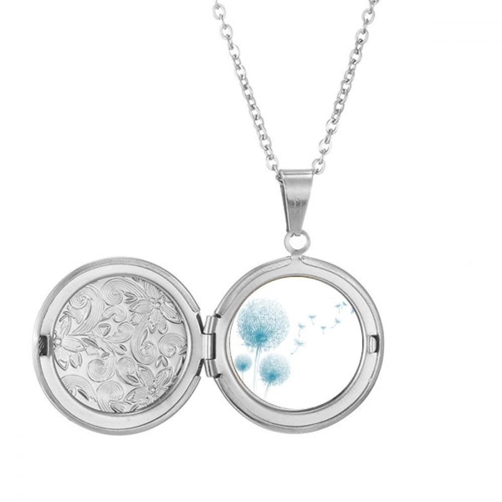 Collier médaillon pissenlit fleur bleue le cadeau poétique idéal