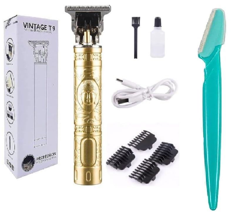 Trimmer Men Professional Cordless Hair Clipper Dragon And Buddha Style, Rechargeable Trimmer For Beard, Hairs, Moustache & Face, Electric T Blade Zero Gapped Shaving Machine (Gold) With Women Reusable Face Razor-image-46