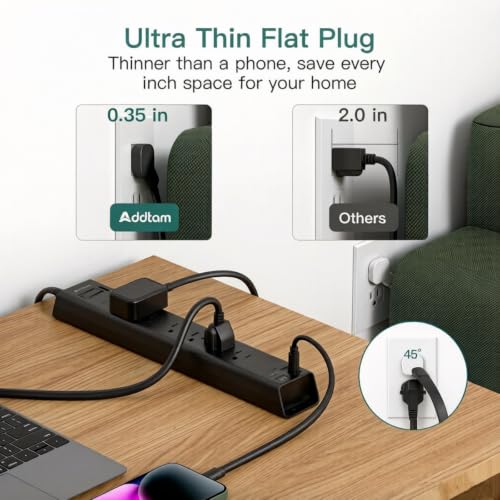 Image of Power Strip Surge Protector with 6 AC Outlets 4 USB Ports (2 USB-C)
