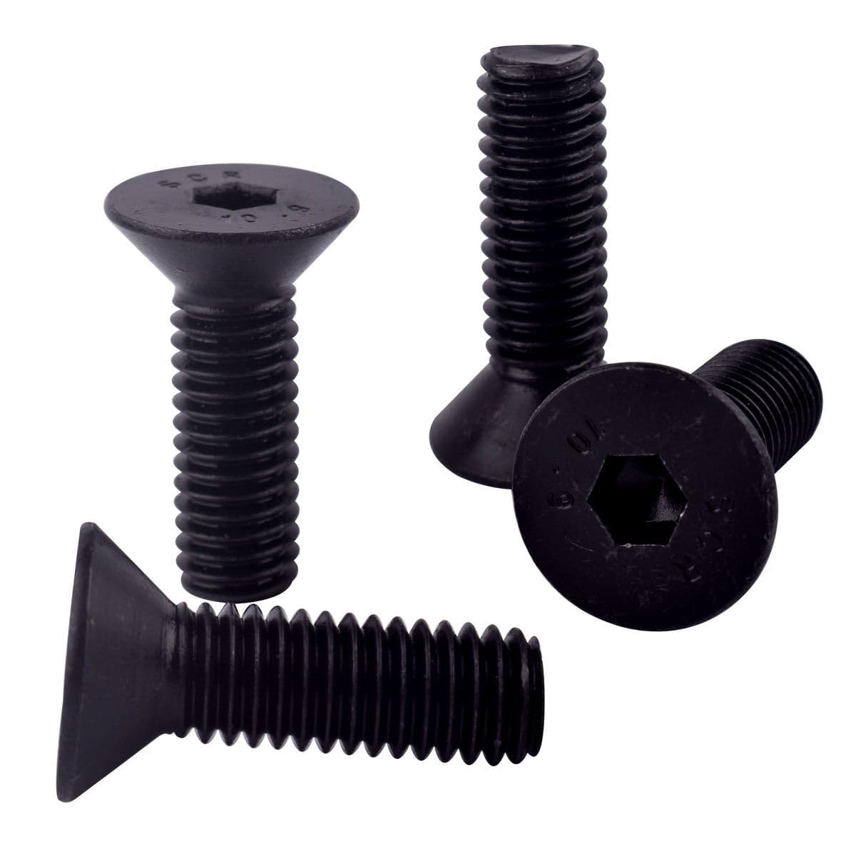KOSJETHAS M5-0.8 x 10mm Flat Countersunk Head Screws Socket Cap, Grade 10.9 Black Oxide Alloy Steel, Allen Socket Drive, Full Thread, DIN 7991, 30Pcs