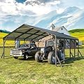 20x20 FT Metal Carport with Updated Roof & Enhanced Base, Heavy Duty Canopy Carport Garage, Vertaile for Car, Truck, Boat, Tractors, Party, Grey