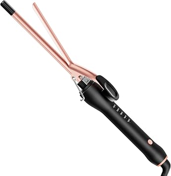 9mm Curling Tongs, Thin Chopstick Curling Wand for Tight Ringlets & Corkscrew Curls, Small Barrel Hair Curler for Men, Short & Long Hair, Ceramic Tourmaline with 5 Temps 140-220 C