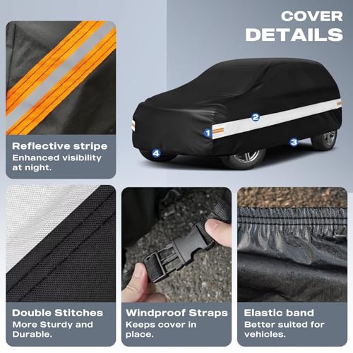 Image of 10 Layers Minivan Car Cover Custom Fit for Chrysler Town & Country, Voyager,Grand Voyager, Waterproof All Weather for Minivan, Outdoor Full Cover Sun Dust Rain Protection.Black