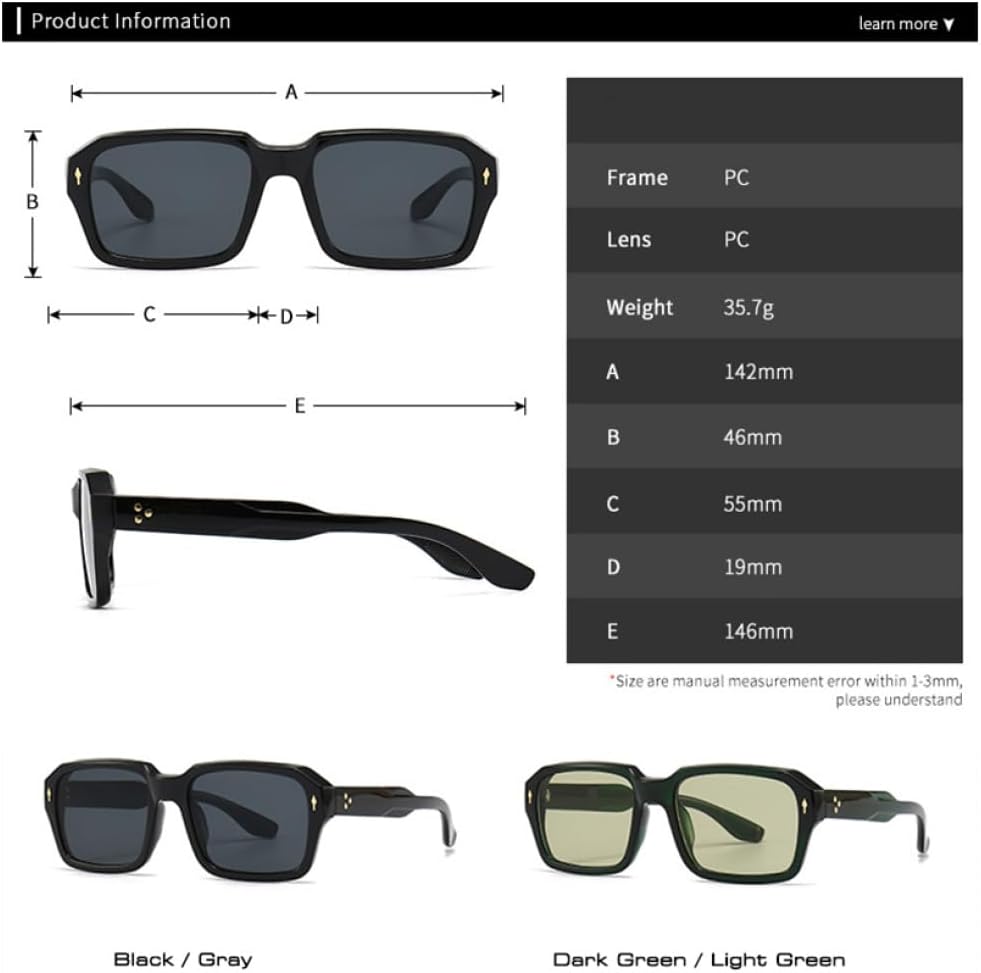 MUTYNE Retro Rivets Men Punk Gradient Sunglasses Fashion Square Women Green Tea Sun Glasses
