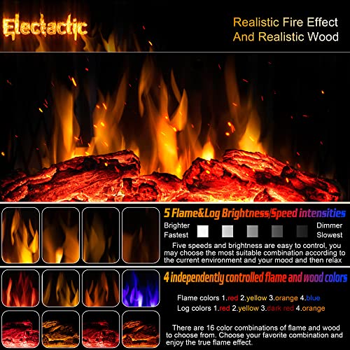 Electactic 24Inch Electric Fireplace Stove, Free-Standing Infrared Fireplace Stove, Controllable 3D Flame, 4 Variable Flame&Log Colors, 1500w, Grey by Electactic - Image 3