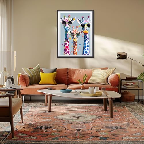 Miniatura 3 de Meiyuda 5d Diamond Painting Jirafas Molonas, Pintura Diamante Animales, Diamond Painting Kit Completo Niños Regalo, Manualidades Adultos Diamond Painting Para Decoración De Pared Del Hogar 30x40cm