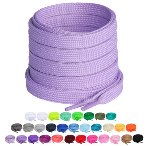 Booyckiy 2 Pairs 3/8" Flat Shoe Laces for Sneakers, Lavender 52 in