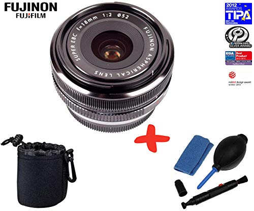 Fujifilm XF18 18mm F2.0 objectif Fuji X-Pro2 XT3 XT20 XT100 bundle accessoires nettoyage et pochette