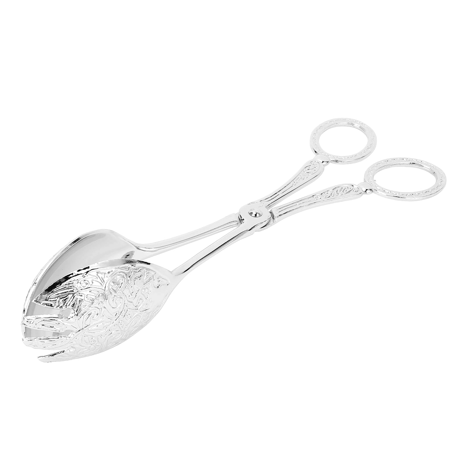 AYNEFY Salad Serving Tongs 2 Pack European Style Zinc Alloy Food Tongs with Ergonomic Handle for Party Buffet Cake Pastry Fruits (Silver)
