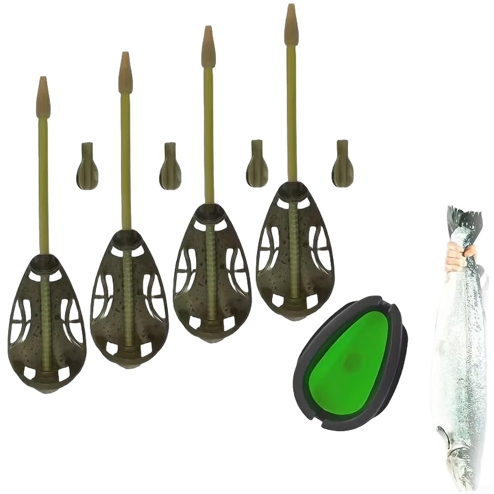 Gabbia per esche da pesca alla carpa, con design in lega di zinco e peso integrato per acqua dolce, verde, 30 g (D)