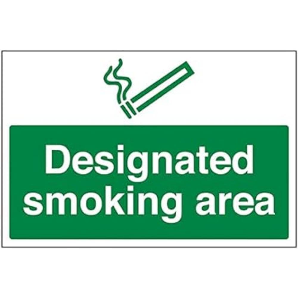 V Safety Prohibition No Smoking - Designated Smoking Area - 400 X 300mm, Multi, 400x300mm