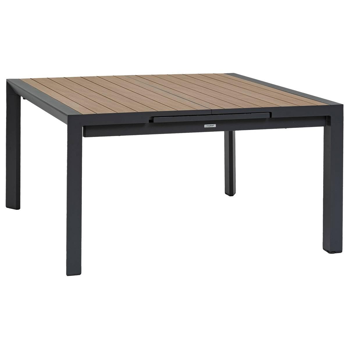 Hespéride - Table de Jardin Extensible carrée évasion Effet Bois Honey et Argile 10 Places Lates en Aluminium
