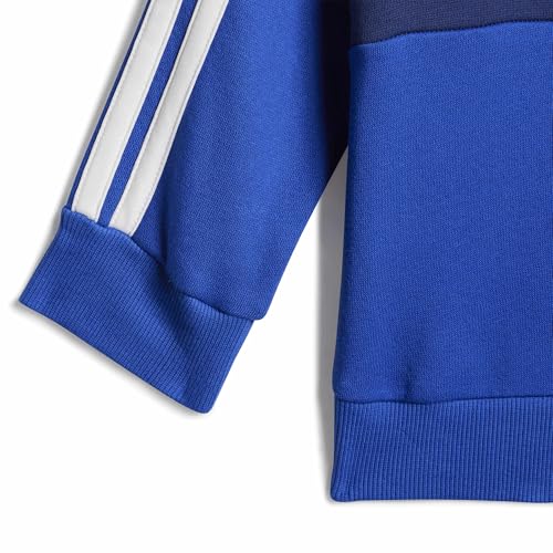 adidas Unisex Baby SEASONAL ESSENTIALS TIBERIO 3 STRIPES FLEECE CREW SET, team royal blue/glow blue/dark blue/white, 3-4 Years