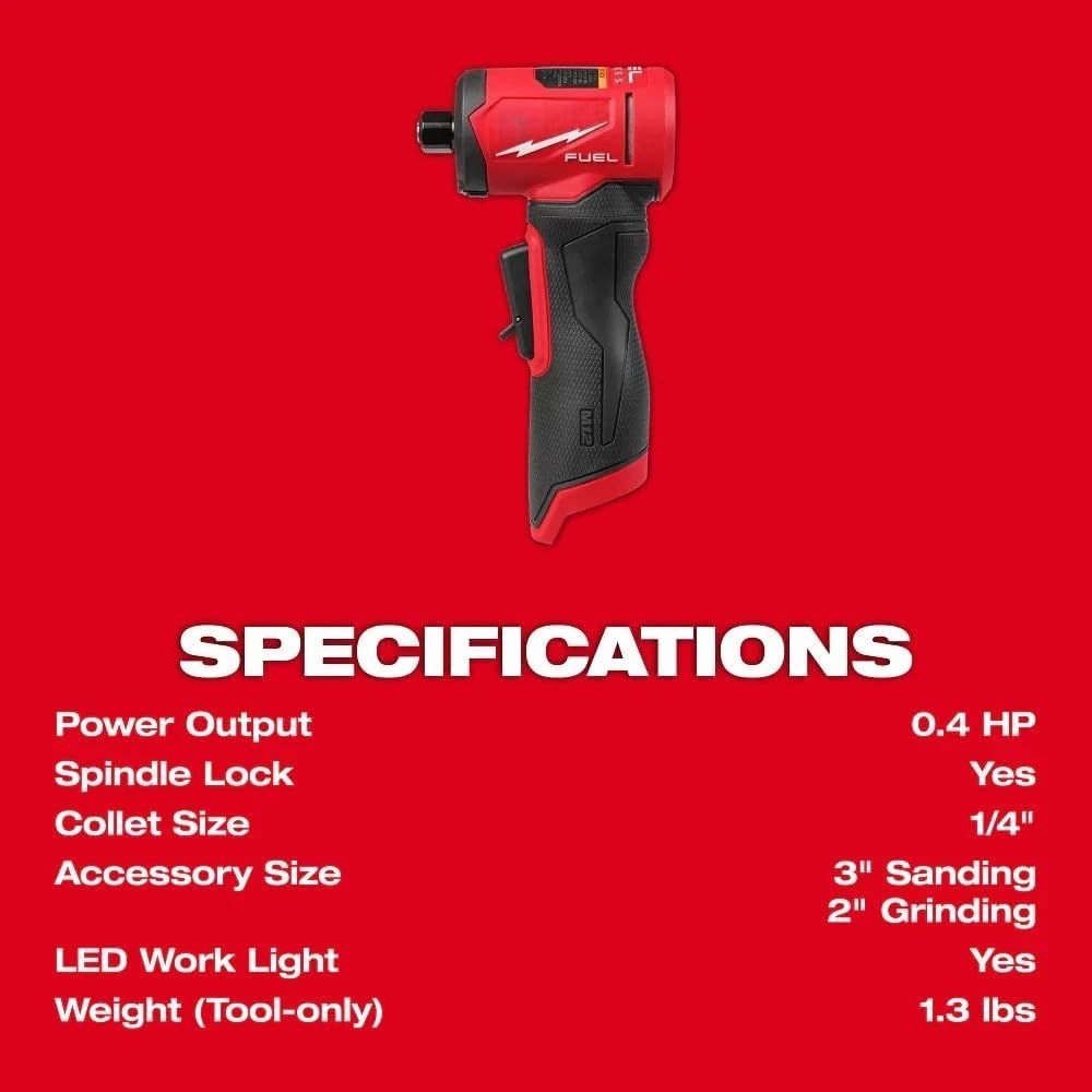 3485-20 Cordless Power Die Grinder for Milwaukee M12 Fuel 12V 1/4 Inch Brushless Right Angle Die Grinder - Bare Tool