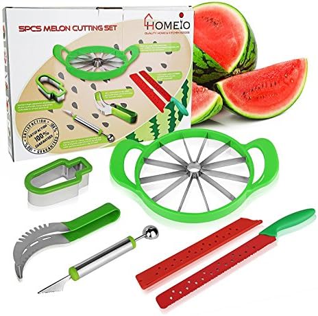 5 in 1 Melon cutting set- Watermelon Slicer, Melon Baller, Apple Corer, Speciality Fruit Knife, Ice Cream Shaped Cutter-Kitchen Utensils and Accessories