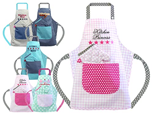 Emily´s Check Kinderschürze + Topfhandschuh, 3-6 Jahre, Kitchen Princess – Ansicht 1